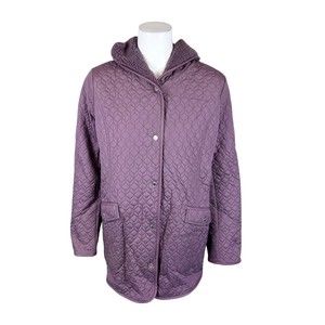 Dennis Basso Quilted Water-Resistant Snap-Front Jacket Dusty Purple Small Size